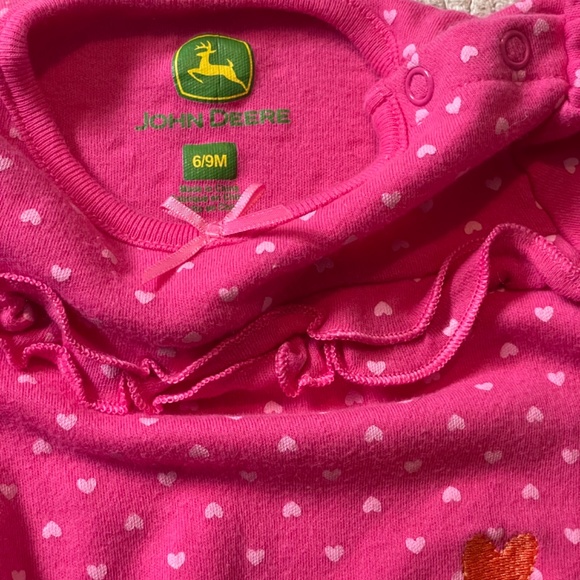 John Deere baby girls 6-9 months Romper pink heart polka dots chick - Picture 3 of 4